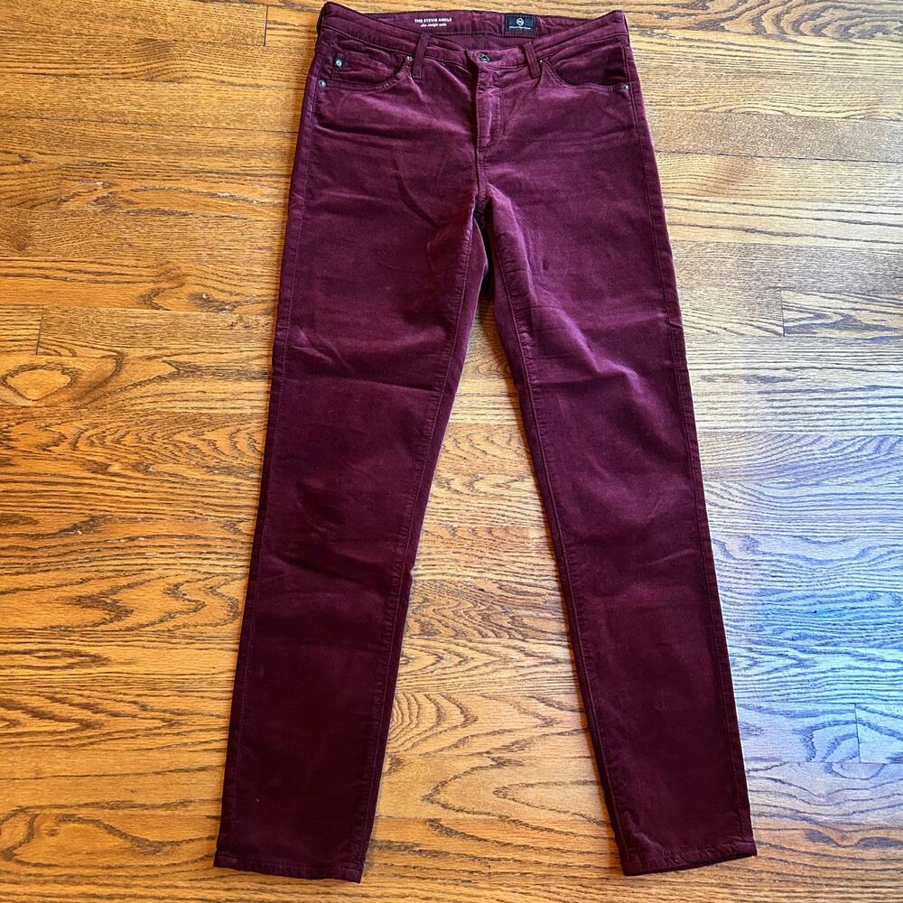 AG Adriano Goldschmied The Stevie Ankle Burgundy Wine Slim Straight 27R